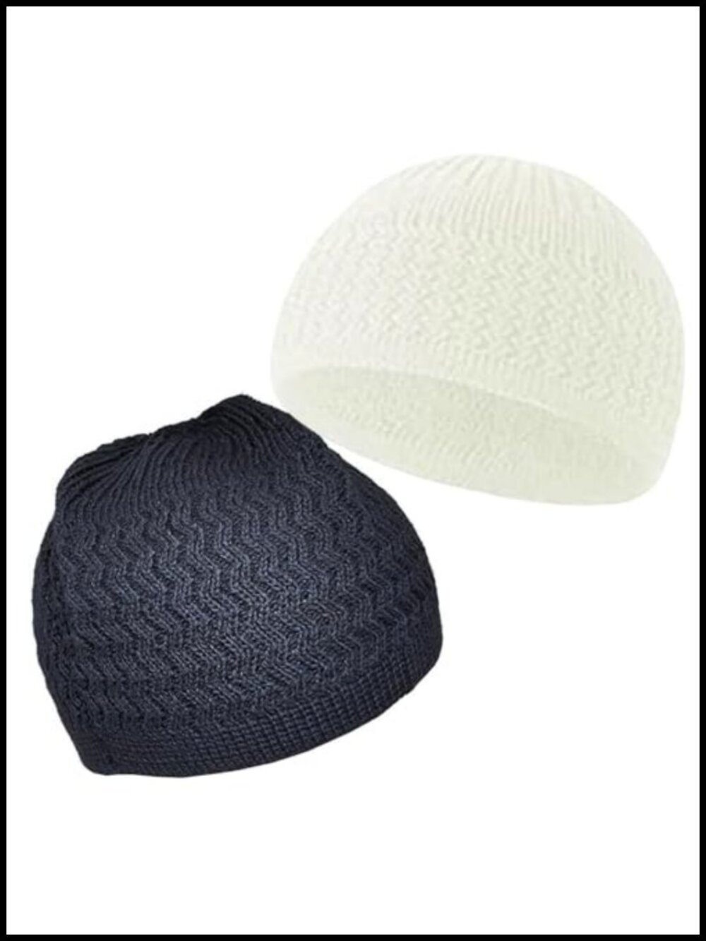 Set of 2 Cotton Knit Kufi Hats Muslim Beanie Skull Caps for Men Women